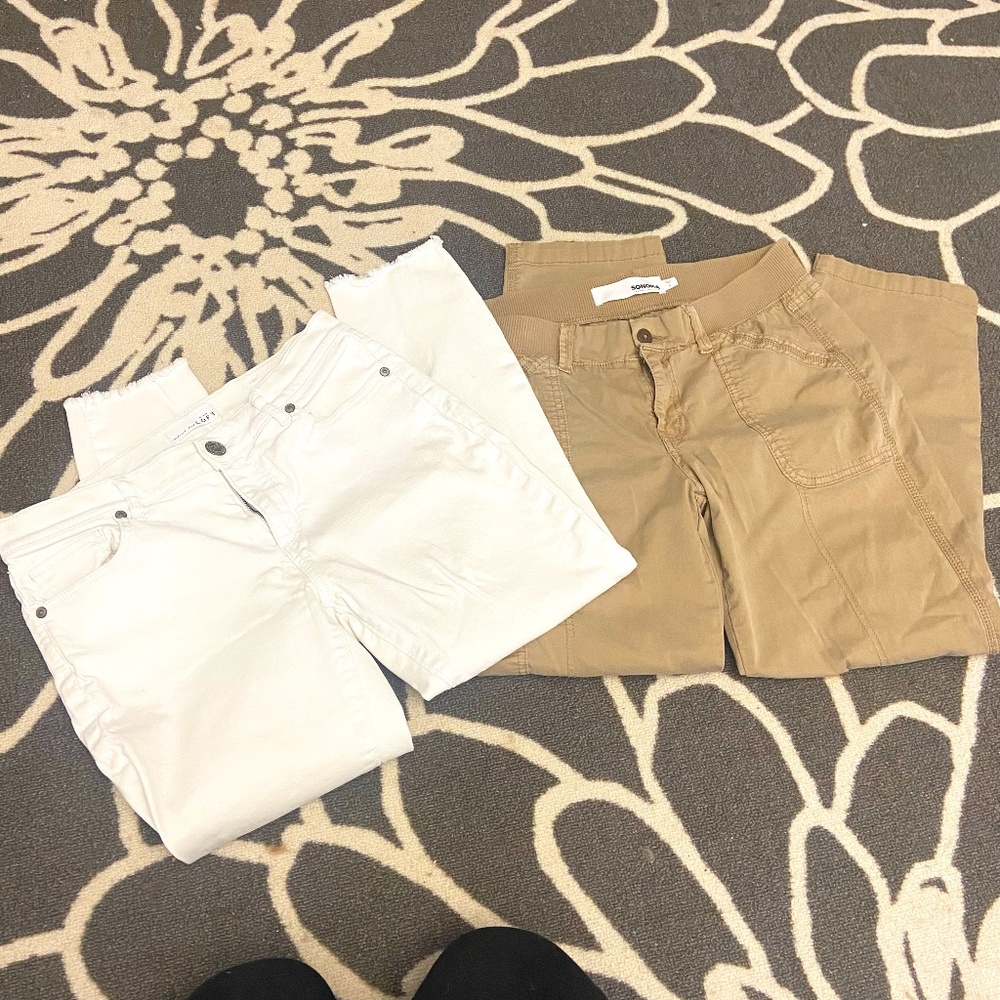 The Loft White Jean and Sonoma Tan Khaki pants Size 6 Bundle of 2 pants